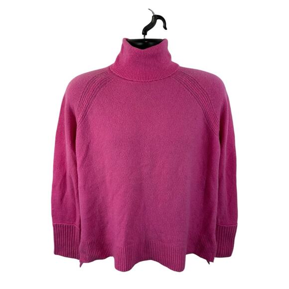 J.Crew Turtleneck Sweater Supersoft Yarn Side Slits Pink Size Medium Wool Alpaca - Picture 1 of 12